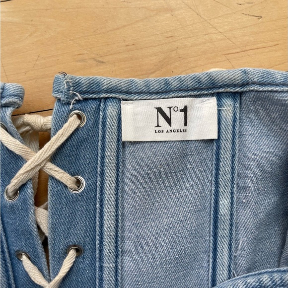 Denim Rhinestone Embellished Crop Top - Picture 5 of 9